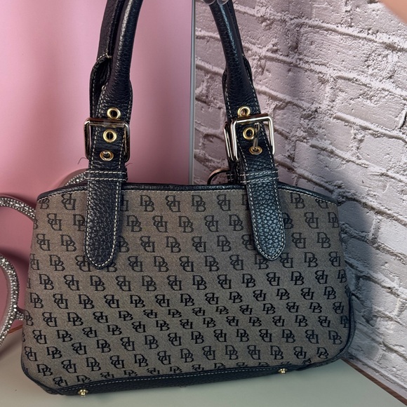 Dooney & Bourke Black and Tan Monogram Satchel - Picture 2 of 4